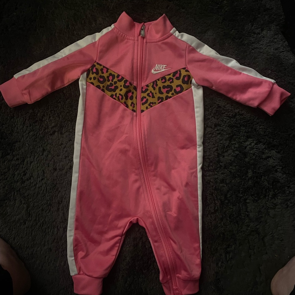 Nike Pink Baby Jumpsuit with Leopard Print